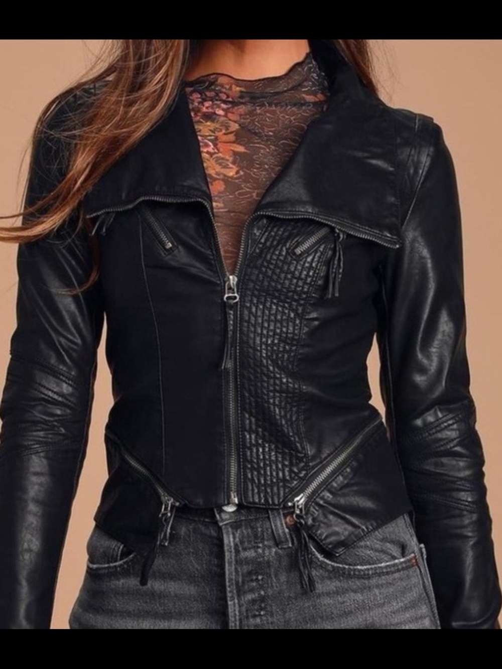 Lulus Black Faux Leather Moto Jacket